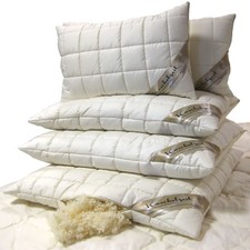 Bio Merino Schafschurwolle Kopfkissen mit Schurwollkügelchen aus kbT / Bezug kbA