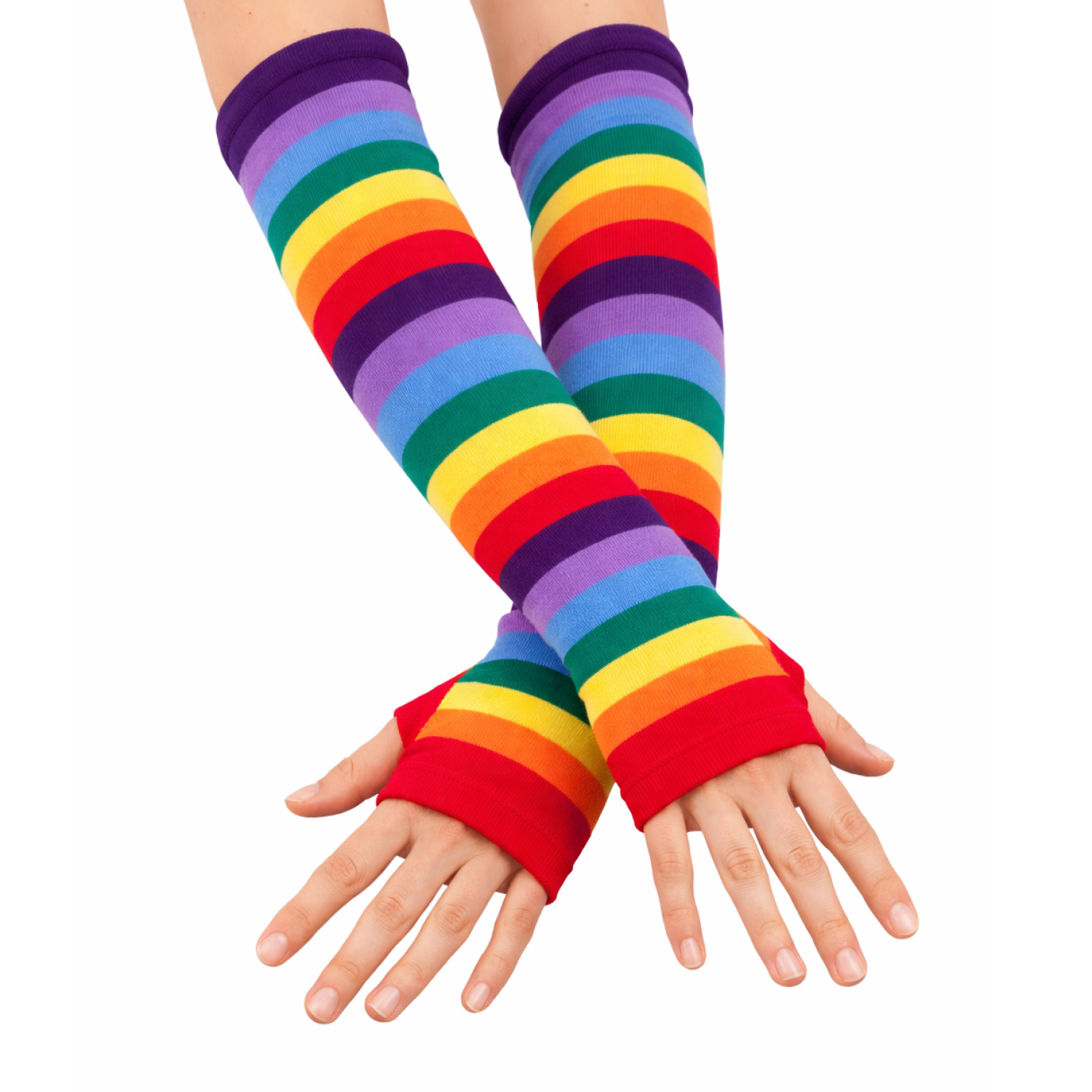 Gay Pride Rainbow Fingerless Gloves Arm Warmers LGBTQ Striped Gloves Clothing