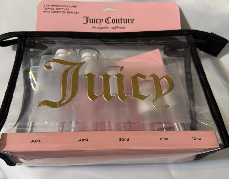 Новый Juicy Couture косметический прозрачный сумка с логотипом JC мульти путешествий бутылки - Изображение 2 из 4