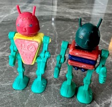 Vintage Set Of 2 Robots Soviet Toy Tiny Aliens Plastic Dolls