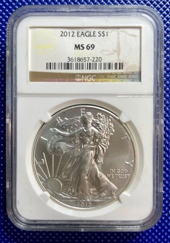 2012 ~ Silver Eagle S$1 ~ NGC MS69 ~ #3618657-220 ~ Milk Spot