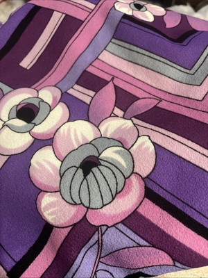 Vintage Rosewood Fabrics Inc Floral Purple Pink Black Green White 2yds, Groovy