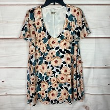 Show Me Your Mumu Dress Womens S Floral Mini Short Sleeve V-Neck Swing Pullover
