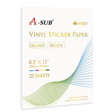 25 PK Waterproof Printable Vinyl Sticker Paper for Inkjet Printers GLOSSY White