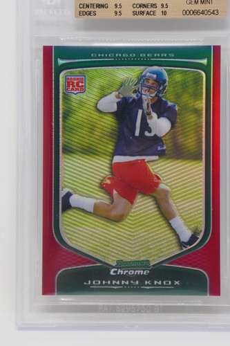 2009 Bowman cromo rojo refractores #155 Johnny Knox/5 novato Beckett 9,5 gema - Imagen 3 de 7