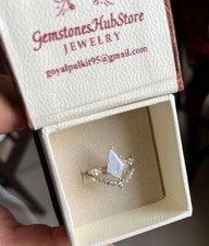Natural Moonstone Ring , Wedding Set, 925 Sterling Silver, Engagement Ring, Gift