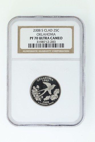 2008 S 25c OKLAHOMA CLAD state NGC Label Quarter Proof NGC PF70 ULTRA CAMEO