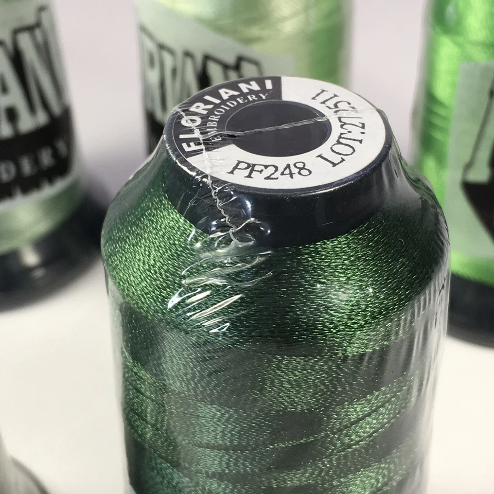 New Sealed SIX Shades Of Green Floriani Polyester Embroidery Thread Lot - Image 4 of 4