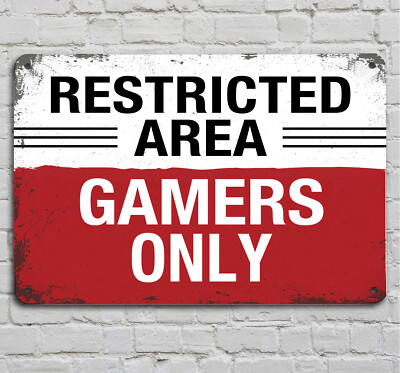 Restricted Area GAMERS Only, ribbon, recording studio, boys room A4 ...