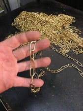 Vintage Hobby Steel Chain With Brass Coating Craft Lot 12ft Length