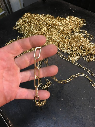 Vintage Hobby Steel Chain With Brass Coating Craft Lot 12ft Length