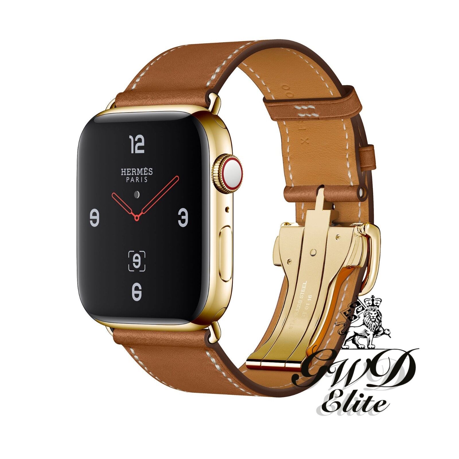 Hermès Single Tour Encre/Béton Swift 44mm 24K Gold Plated Series 6 Apple  Watch