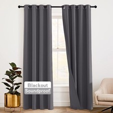 RYB HOME 3-in-1 Noise - Blackout - Thermal Insulation Window Curtains, 2 Pcs