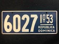 1953-54 General Mills Wheaties Tin Mini Bicycle License Plate Republica Dominica