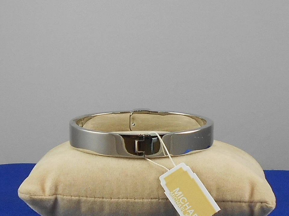 Michael Kors Silver Plated 2 Tone URBAN RUSH Hinged Bangle Bracelet MKJ5802 $95 - Image 3 of 3
