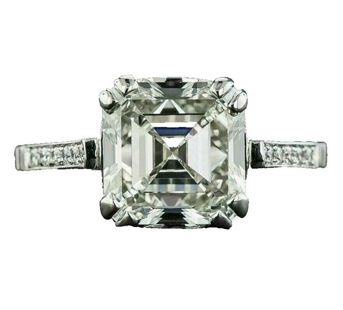 専用❤︎ 4.05 Ct Asscher Cut Certified White Diamond Men's Ring ! No Tarrif