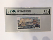 St Pierre & Miquelon Currency  PMG 64 5 francs 1950-1960