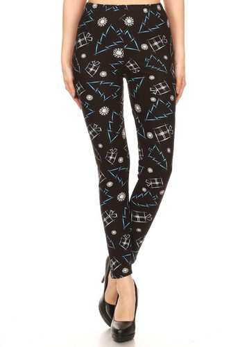 Womens High Waist Holiday Print Graphic Soft Leggings Reg and Plus Size - Picture 6 of 105