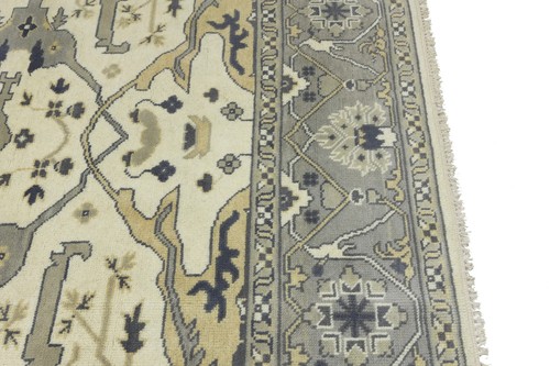 Hand-Knotted Muted Floral Oushak Wool Oriental Rug Large Square Carpet 8X8 ft - Picture 13 of 19