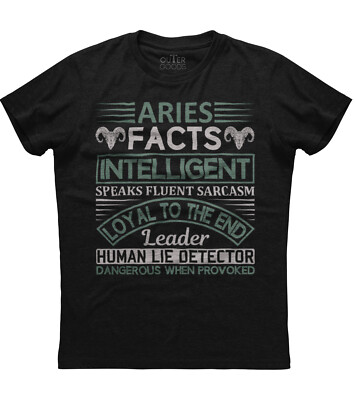 Aries Facts Loyal To The End Mens Short Sleeve Cotton Black T-shirt