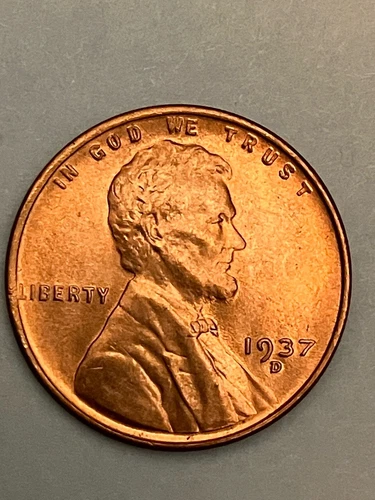 1937 D Lincoln Wheat Cent Red BU Gem