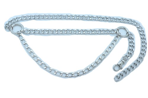Donna Girovita Hip Metallo Argento Catena Cintura Lato Cerchio Anelli Charm Onda - Foto 5 di 12