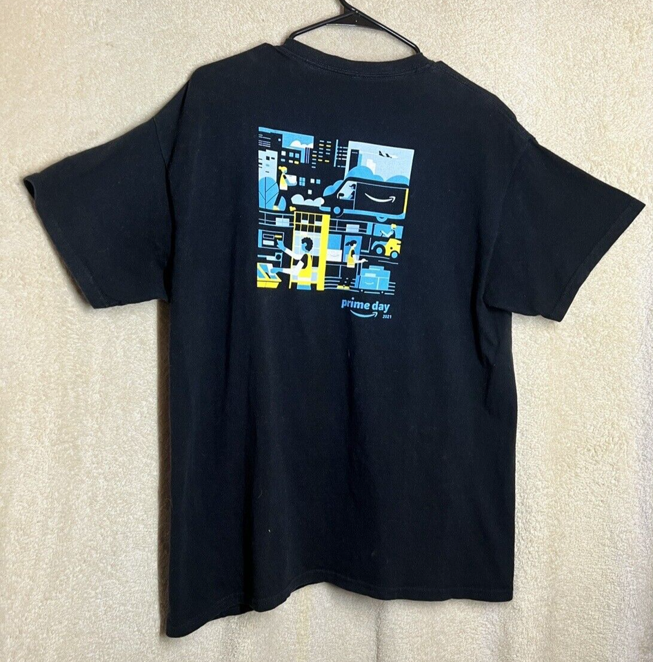 Amazon Prime Day 2021 T Shirt Mens Large Black Short Sleeve Employee