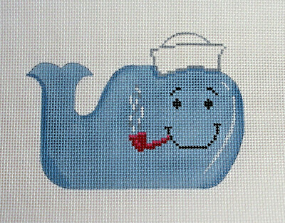 Handpainted Needlepoint Canvas Whale Blue Melinda Mcara CBK MBMXO19 6x4.25 13M