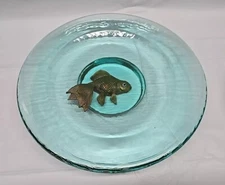 Fire And Light Glass George Bucquet Art Glass 12” Gold Fish Bowl 1999 Green 
