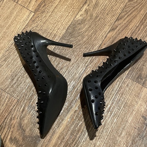 BCBGeneration Spiked Heels Women’s 8 Pointed Toe Leather Black - Picture 4 of 12