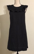 NEW JCREW Ruffle-neck dress Size2 G8385 In Black