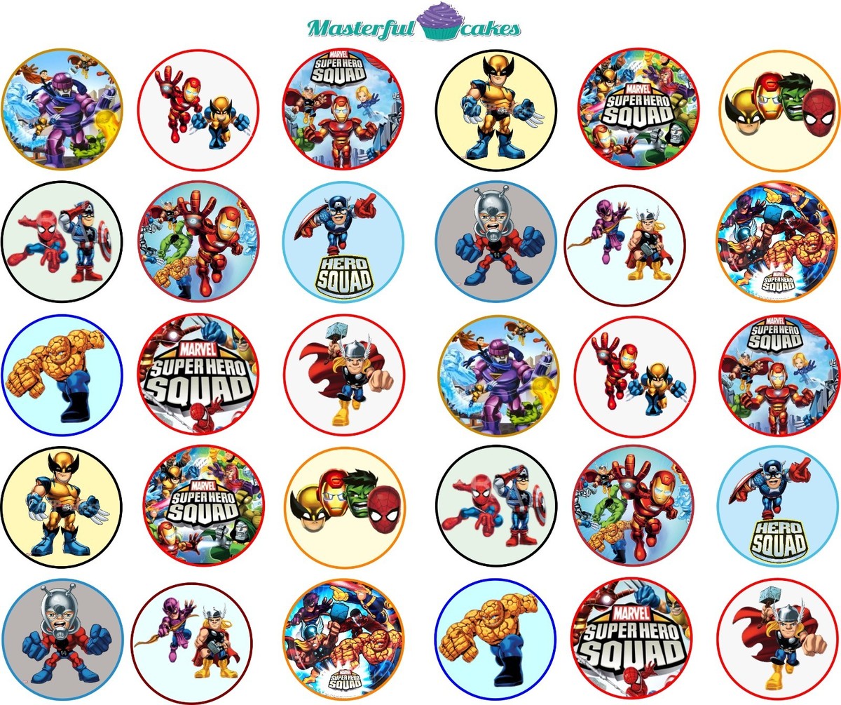 Superhero Superhéros Thème #1 Edible Cupcake Toppers – Stand Up Wafer Decorations, Packung Mit 12