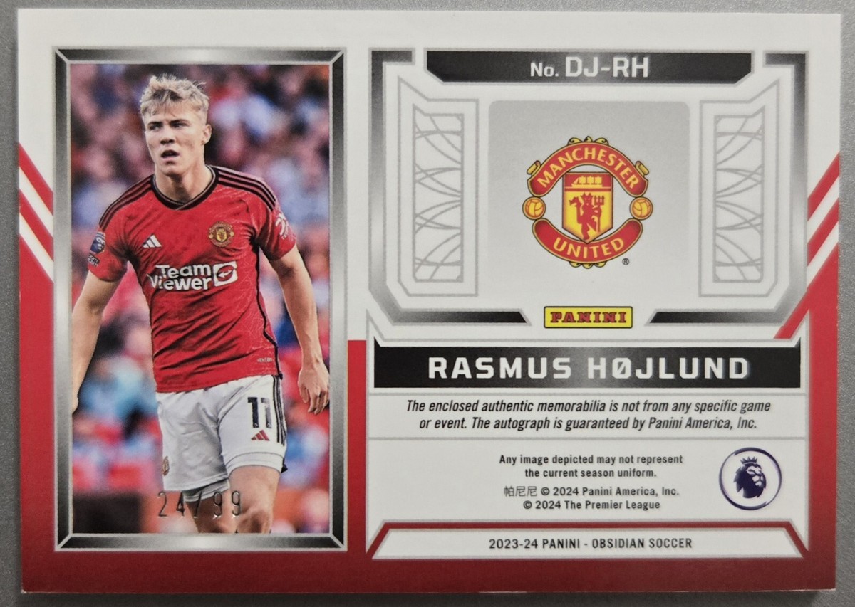 2023-24 Panini Obsidian Soccer RASMUS HOJLUND Ink Dual Patch