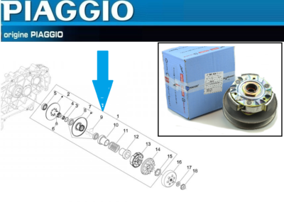 Ensemble Variateur Complet D’Origine – Piaggio Vespa GT, GTS, GTV 125 4T – Pièce CM144403