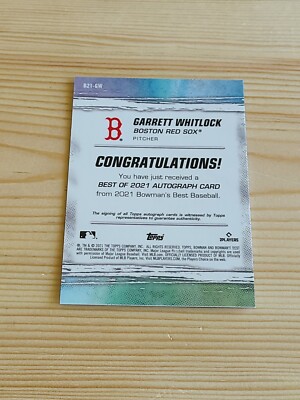 bowman Garrett whitlock auto 現　red sox 2019 Garrett Whitlock Bowman 1st Chrome Prospect Auto-Red