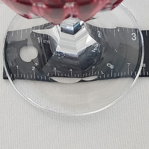 Val St Lambert Water Goblet glass 6 1/2" Ruby Red Cranberry Cut To Clear vas38 - Picture 13 of 14