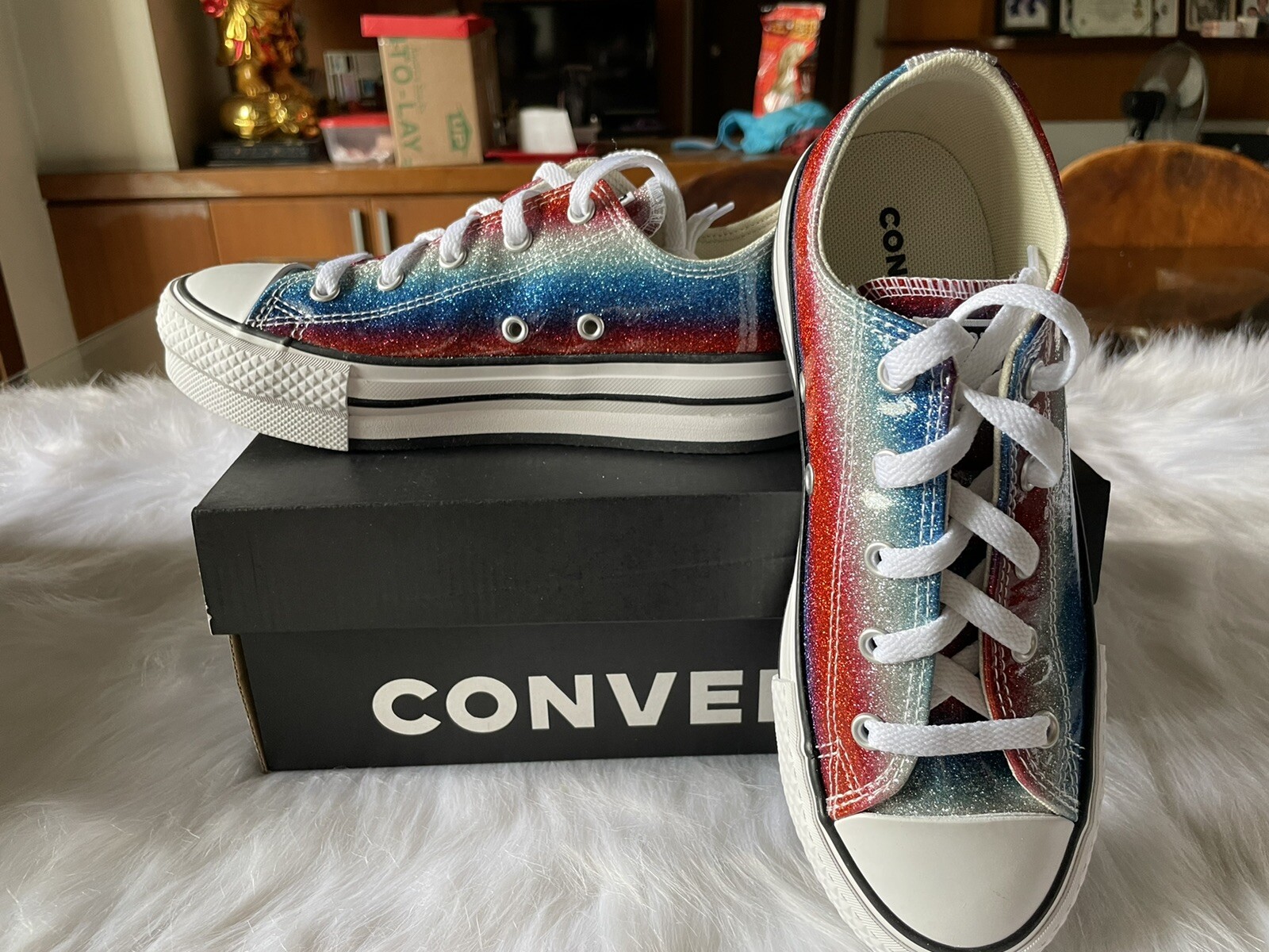 Converse All Star Chuck Taylor EVA Lift Platform Low Glitter Drip eBay