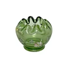 FENTON GREEN GLASS HAND PAINTED ROSE BOWL IN THE GARDEN OF FRIENDSHIP