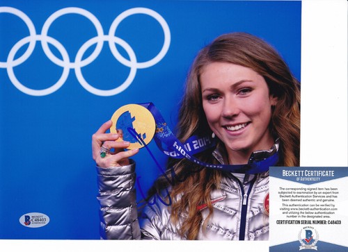 Mikaela Shiffrin 2022 Olympics Signed Autograph 8x10 Photo Beckett BAS COA #1