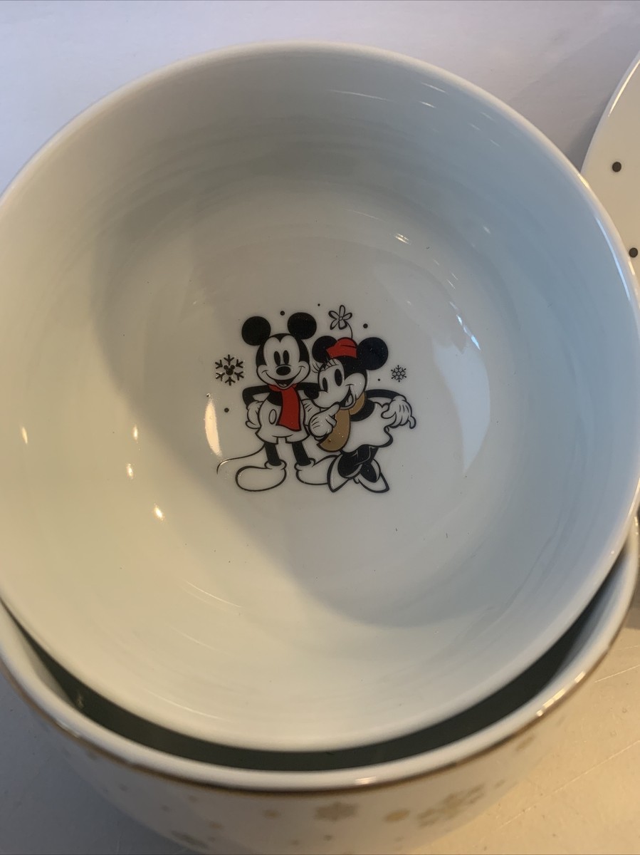 🎄Zrike Disney HOLIDAY MICKEY MOUSE 2 Salad Plates/2 Bowls