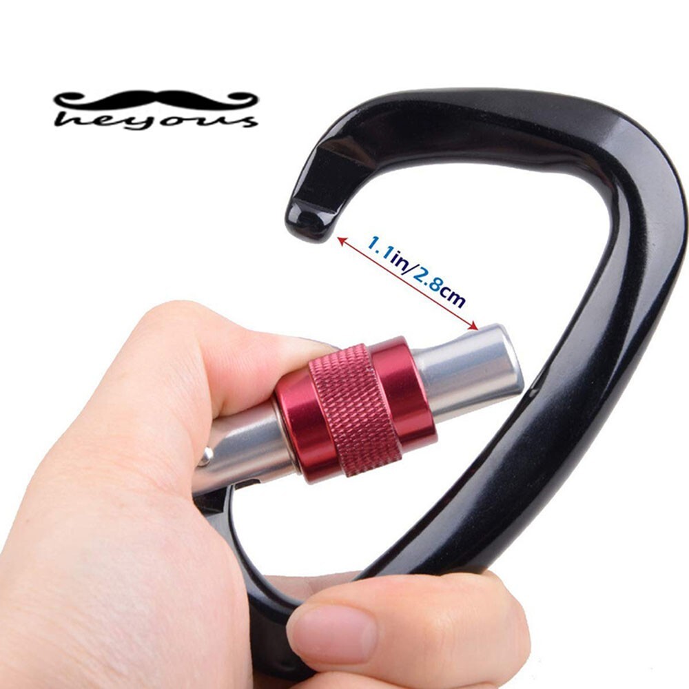 4 Pack-25KN Aluminum Locking Carabiner Clips Rock Climbing Spring Snap Hooks Lot