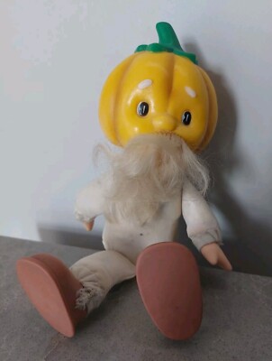 Vintage UdSSR Puppe Mr. Pumpkin Doll Sowjetische Stoffpuppe Gummikopf