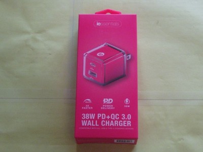 iessentials - 38W PD + QC 3.0 Wall Charger - Red - Model# IE-AC01RD