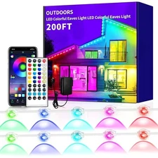 200ft Permanent Outdoor Light RGB Eaves Lights w/ App Control Remote Waterproof 