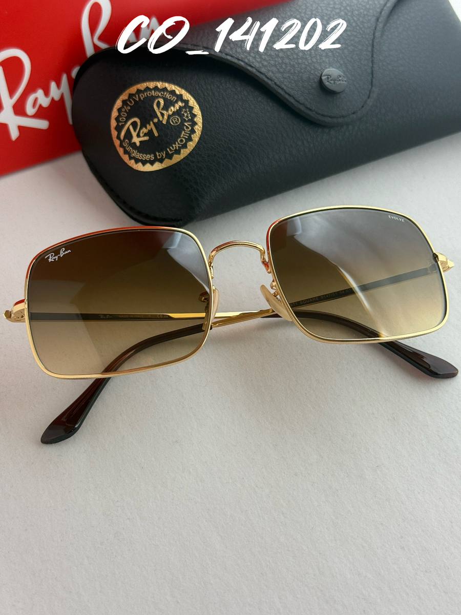 Ray-Ban 1971 Gold Metal Frame Sunglasses with Brown Lenses - Worn Once! Ray-Ban Square 1971 Classic L (54 - 19) with Brown lenses  main image 2