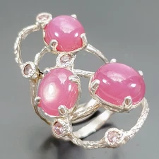 Handmade Ruby Ring 925 Sterling Silver Size 8.5 /R417562