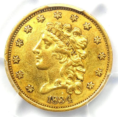 1834 Classic Gold Quarter Eagle $2.50 Coin - Certified PCGS AU Details - Rare!