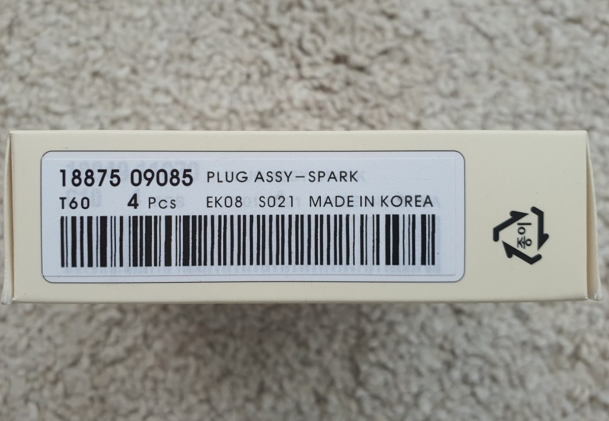 OEM 18875-09085 PLUG ASSY-SPARK Qty 4ea Ems for Genesis GV70 2022 OEM 18875-09085 PLUG ASSY-SPARK Qty 4ea Ems for Genesis GV70 2022