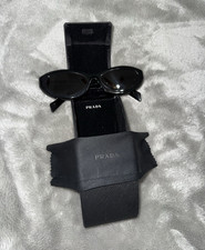 PRADA SPR 26Z-F Women s Cat Eye Sunglasses Black Frame Brown Tinted UVA