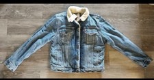 Levi  s Vintage Youth Sherpa Trucker Denim Jacket Blue Sherpa Lined Size L